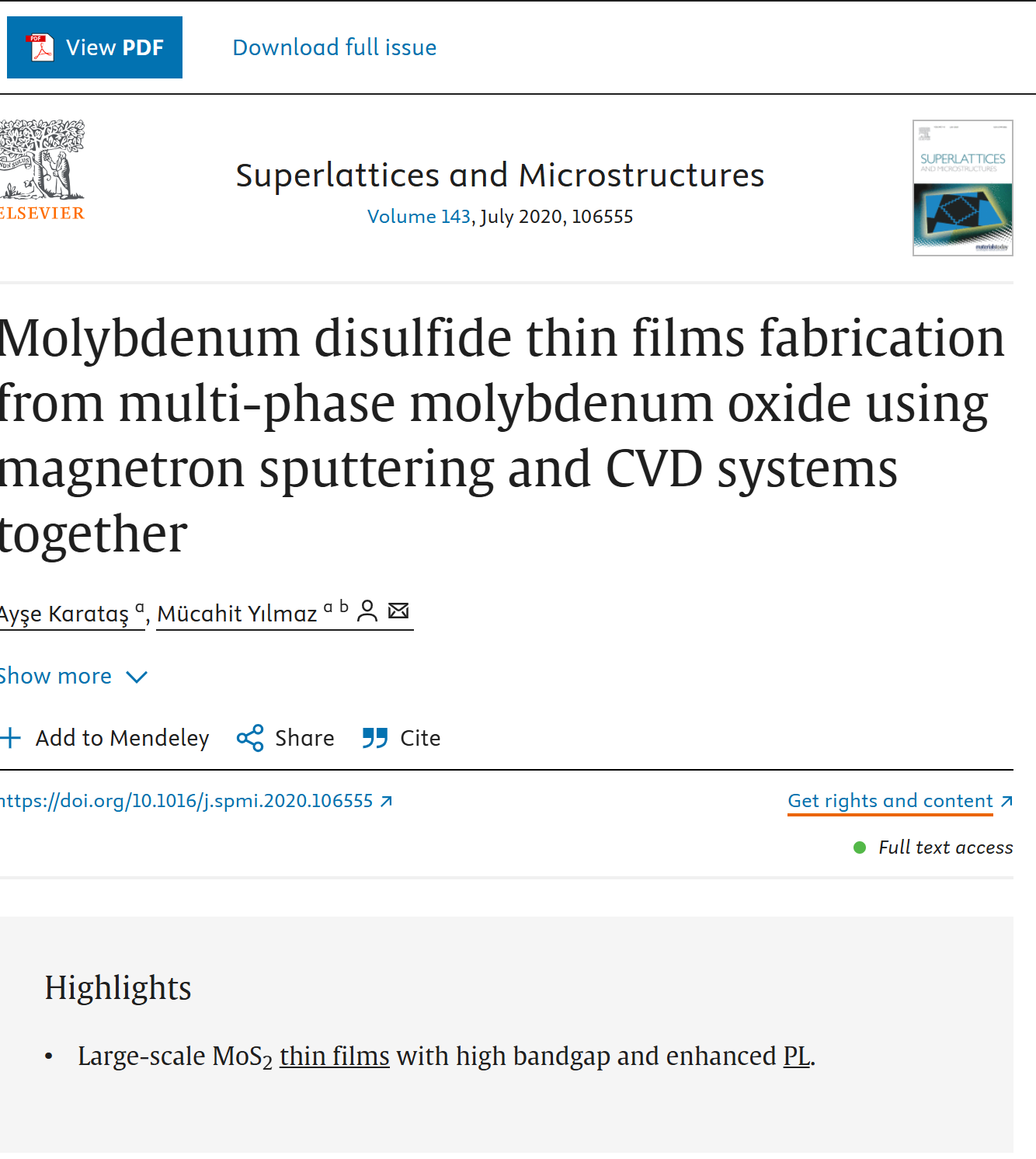 Molybdenum disulfide thin films fabrication from multi-phase molybdenum oxide using magnetron sputtering and CVD systems together
